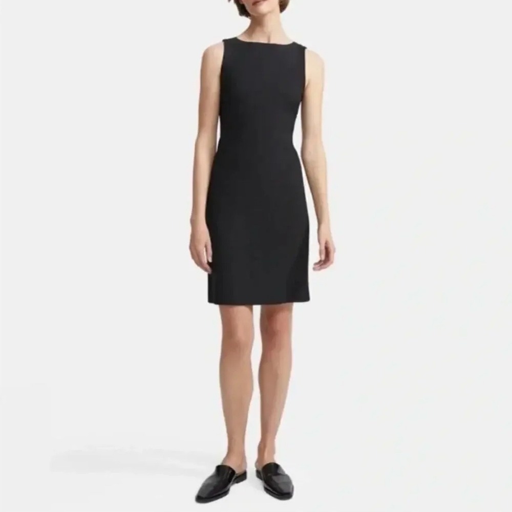 Theory Black Betty 2B Edition Wool Sheath Dress 8 Sleeveless LBD Professional